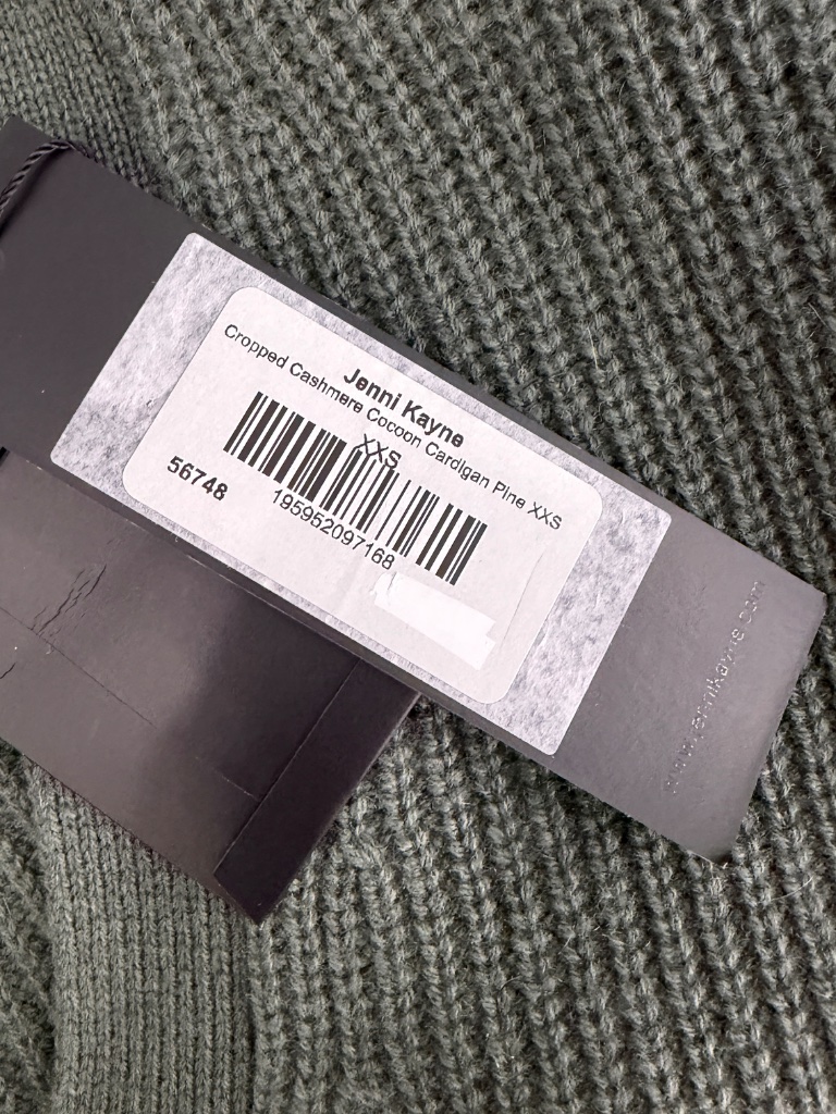 Nwt $445 Jenni Kayne Cropped Cashmere Cocoon Cardigan In Pine Size Xxs — image 8 of 8